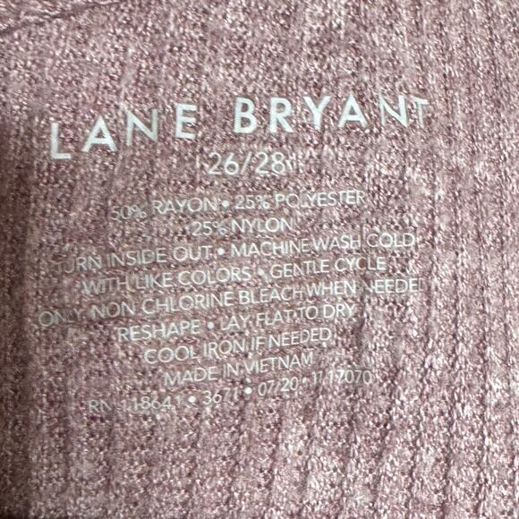 LANE BRYANT V NECK SWEATER FAUX CARDIGAN RIBBED PURPLE SIZE 26/28 - Picture 4 of 4